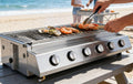 Commercial LPG Gas BBQ Grill - Tabletop Grill with 6/8 Burners, Portable Gas Barbecue Griddle for Parties, Backyard Gatherings, Camping and Picnicking A