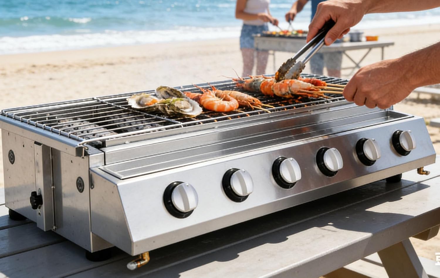 Commercial LPG Gas BBQ Grill - Tabletop Grill with 6/8 Burners, Portable Gas Barbecue Griddle for Parties, Backyard Gatherings, Camping and Picnicking A