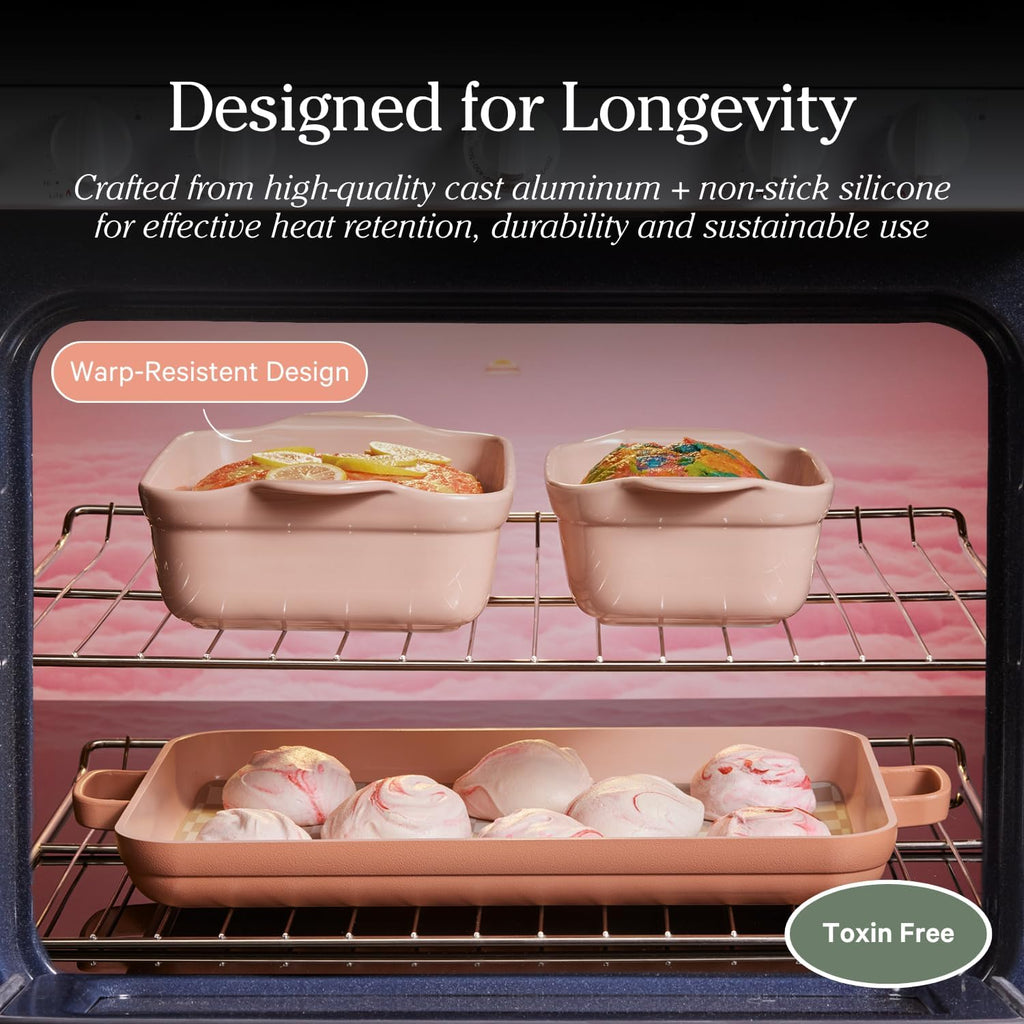 Our Place Bakeware Set | 5-Piece Ceramic Bakeware Collection with Stovetop-to-Oven Griddle Pan | PFAS-Free Non-Toxic Nonstick Pans, Oven Mat & Baking Dishes | Steam