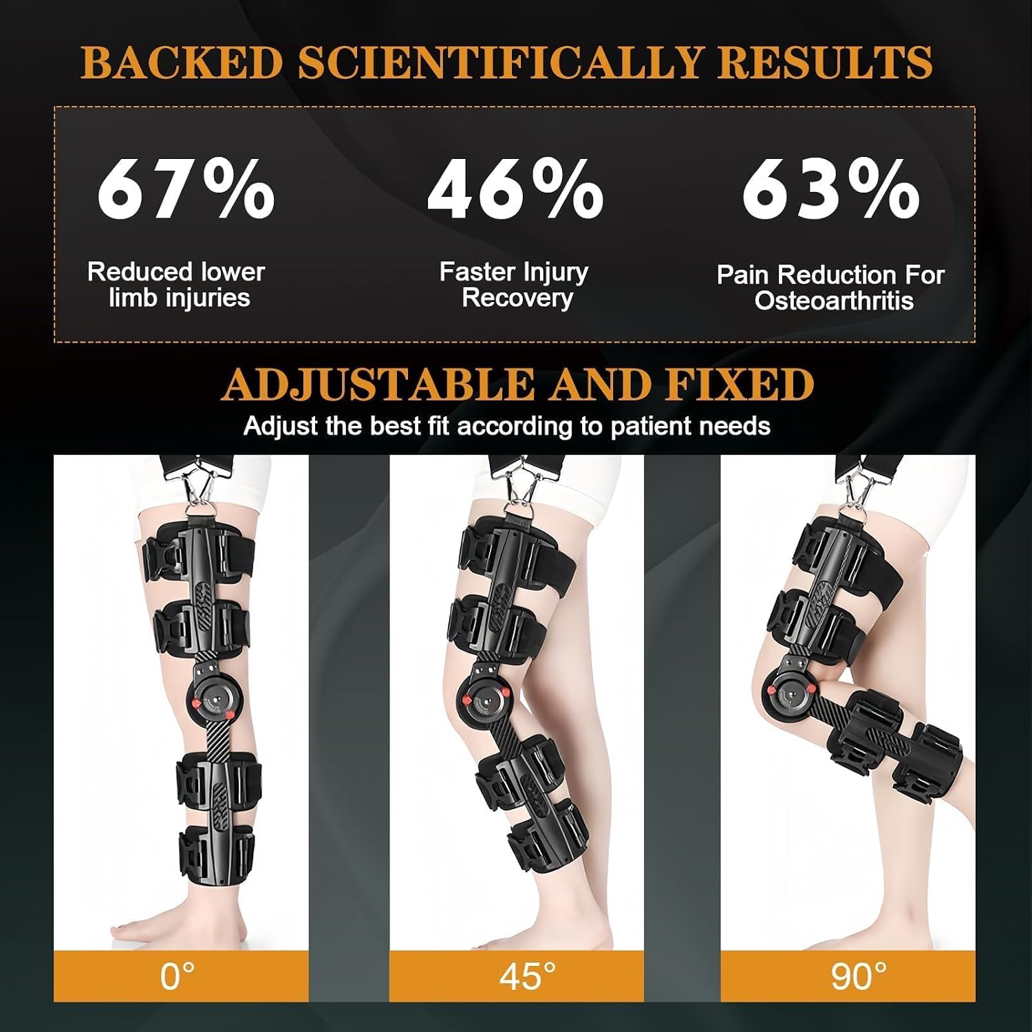 Carbon Fiber Unloader Knee Brace,Hinged Brace Knee Immobilizer for ACL,MCL,PCL Injury,Orthopedic Rehab,Post Op,Support for Arthritis Pain,Osteoarthritis Meniscus Tear(Applicable to left & right feet)