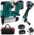 Cordless 18GA Nail Gun and 7/8' Angle Grinder, 2 in 1 Brad Nailer Cordless with 2 * 4.0A Batteries, for Woodworking, Flooring, Roofing and Upholstery JOVANT