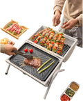 Portable Small Folding Charcoal Grill Fire Pit Grill with Griddle Rack for Camping Picnic Garden Beach Party Small Table Top Outdoor Grill (Color : White)