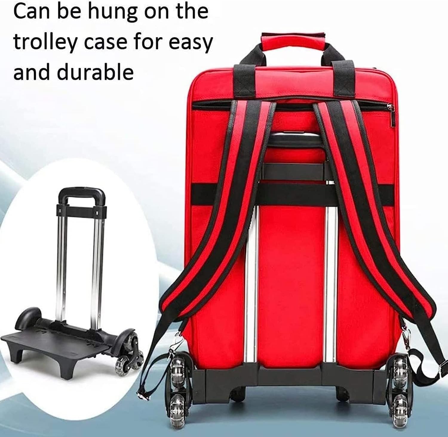 First Aid Kit Bag Rolling Medical Supplies Bag with Detachable Trolley, Nurse Rolling Bag Emergency Rescue Kit for Outdoor Hiking, Backpacking