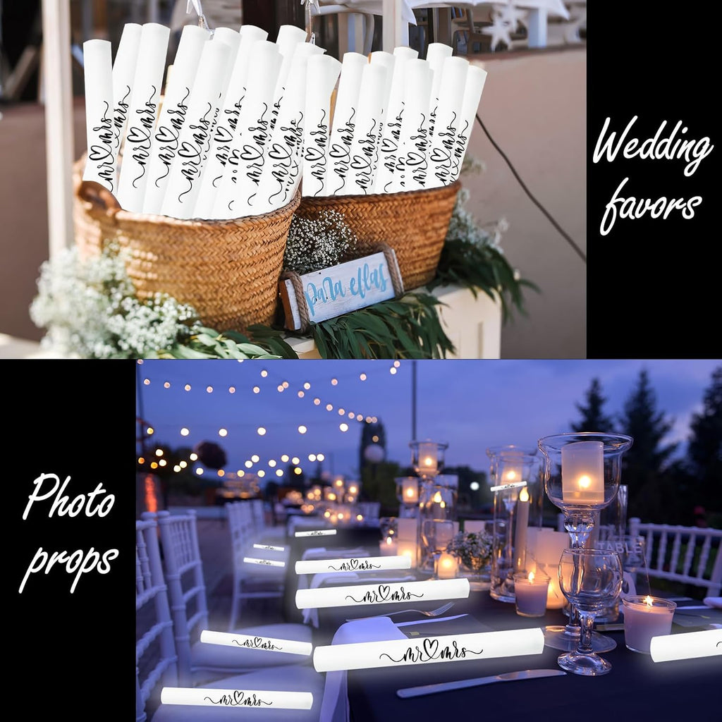 150pcs White Foam Glow Sticks Bulk for Wedding Reception Light up Foam Sticks LED Light Sticks Wedding Wand (150)