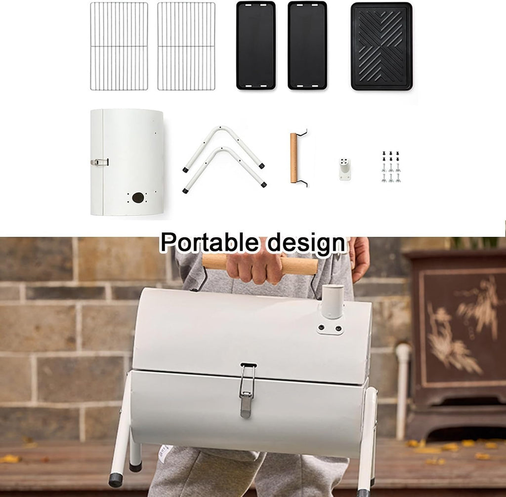Charcoal Grills with Smoker and Griddle Portable Small Bbq Grill with Lid and Handle for Outdoor Camping Cooking Party Picnic Patio Backyard(Black)