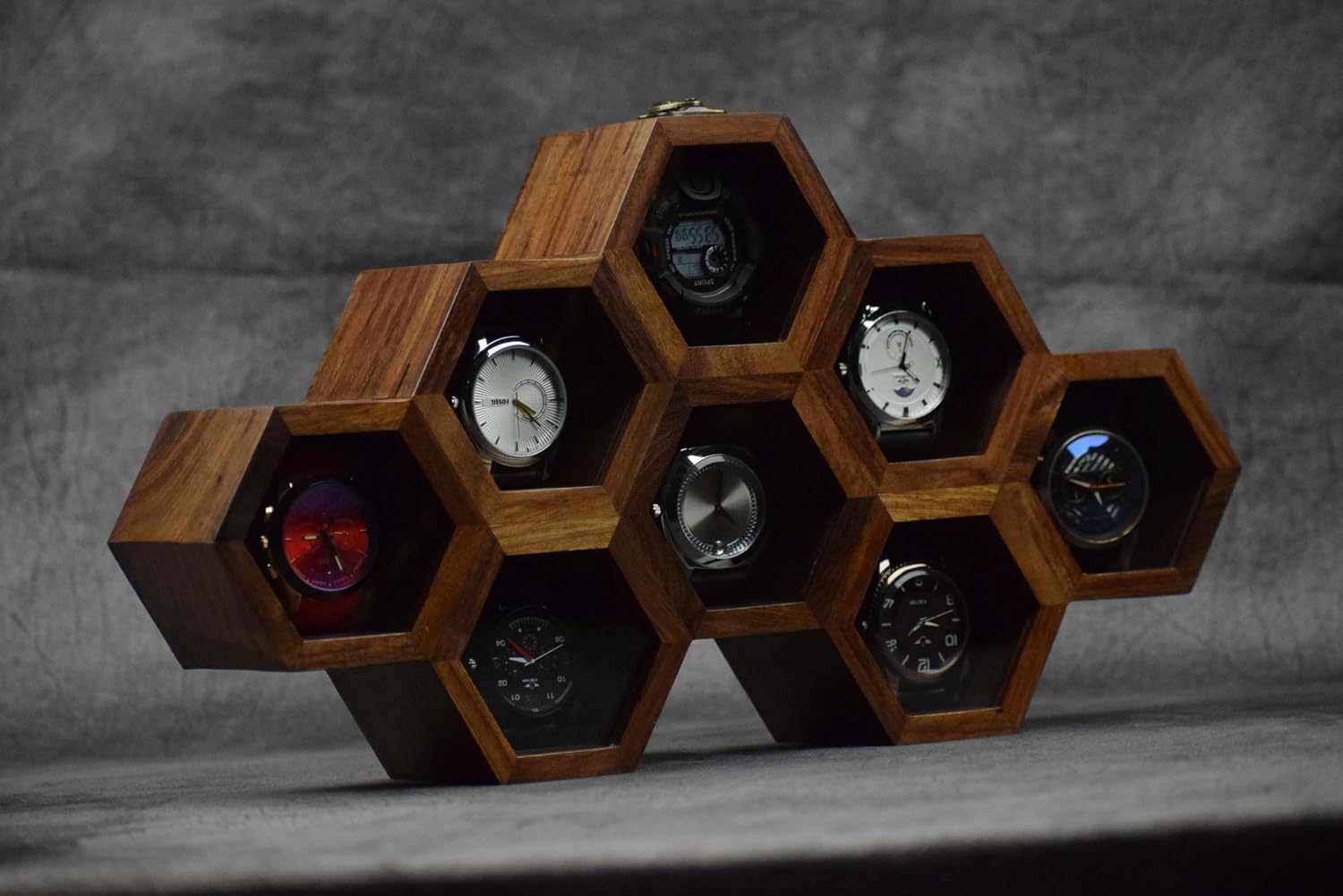 Extra Large Superior Rosewood Honeycomb Watch Box Display Case Holder Collector Organizer for Men, Vintage Watch Storage Box to Store and Keep your Watches Safe and Sophisticated (eight storage)