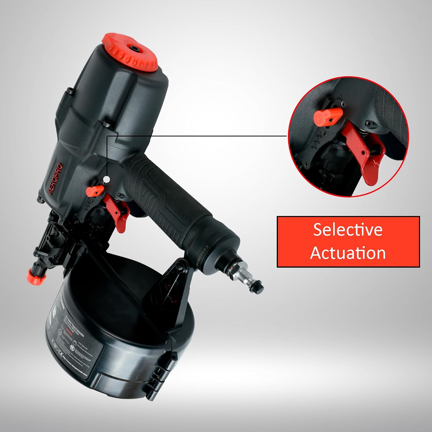 AeroPro CN65Z 0 Degree 1-1/2″ to 2-1/2″ Pneumatic Coil Siding Nailer with Tool-less Depth Adjustment and Side Load, Tilt Bottom Magazine