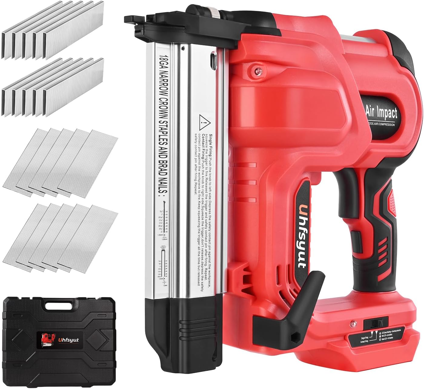 20V Cordless Brad Nailer Stapler - 2-in-1 Heavy Duty Battery Nail Gun with 2000 Nails & Adjustable Depth Control for Professional Woodworking & Home Renovation (Battery Free Set)