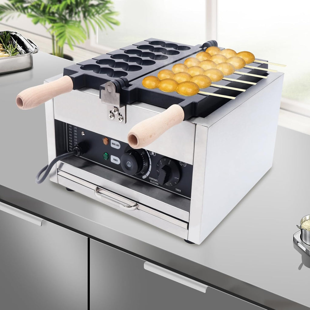Commercial Electric Bubble Skewer Waffle Ball Machine, 1400W 6-Grid Nonstick Waffle Balls Maker, New Belgium Waffle Ball Stick Maker for Restaurant Bakeries Snack Bar Home