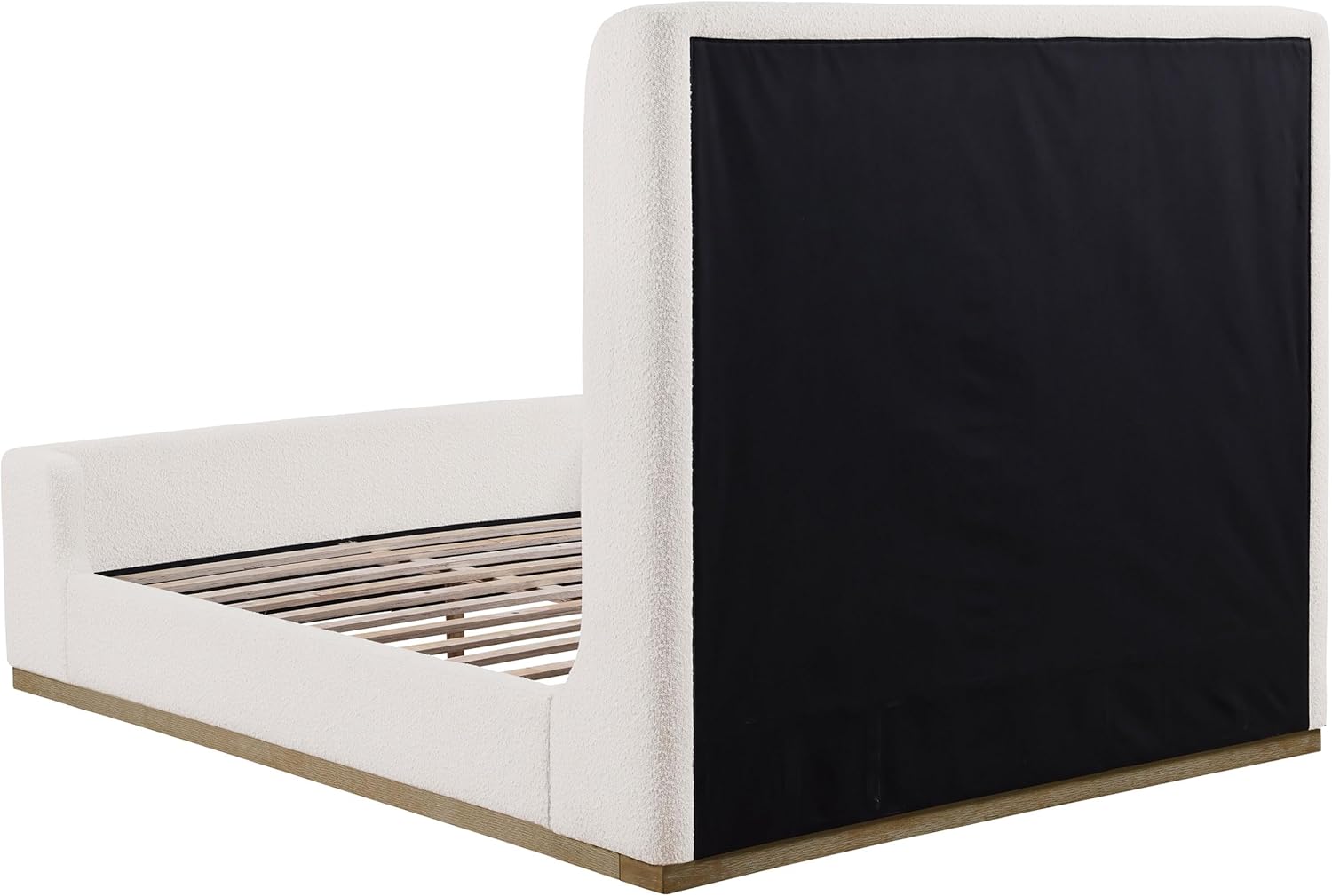 Coaster Home Furnishings - Nala - Wood - Upholstered Platform Sleigh Bed with Wingback Headboard, Foam Padding and Oak Base - Bedroom - Queen Size - Cream - 302046Q