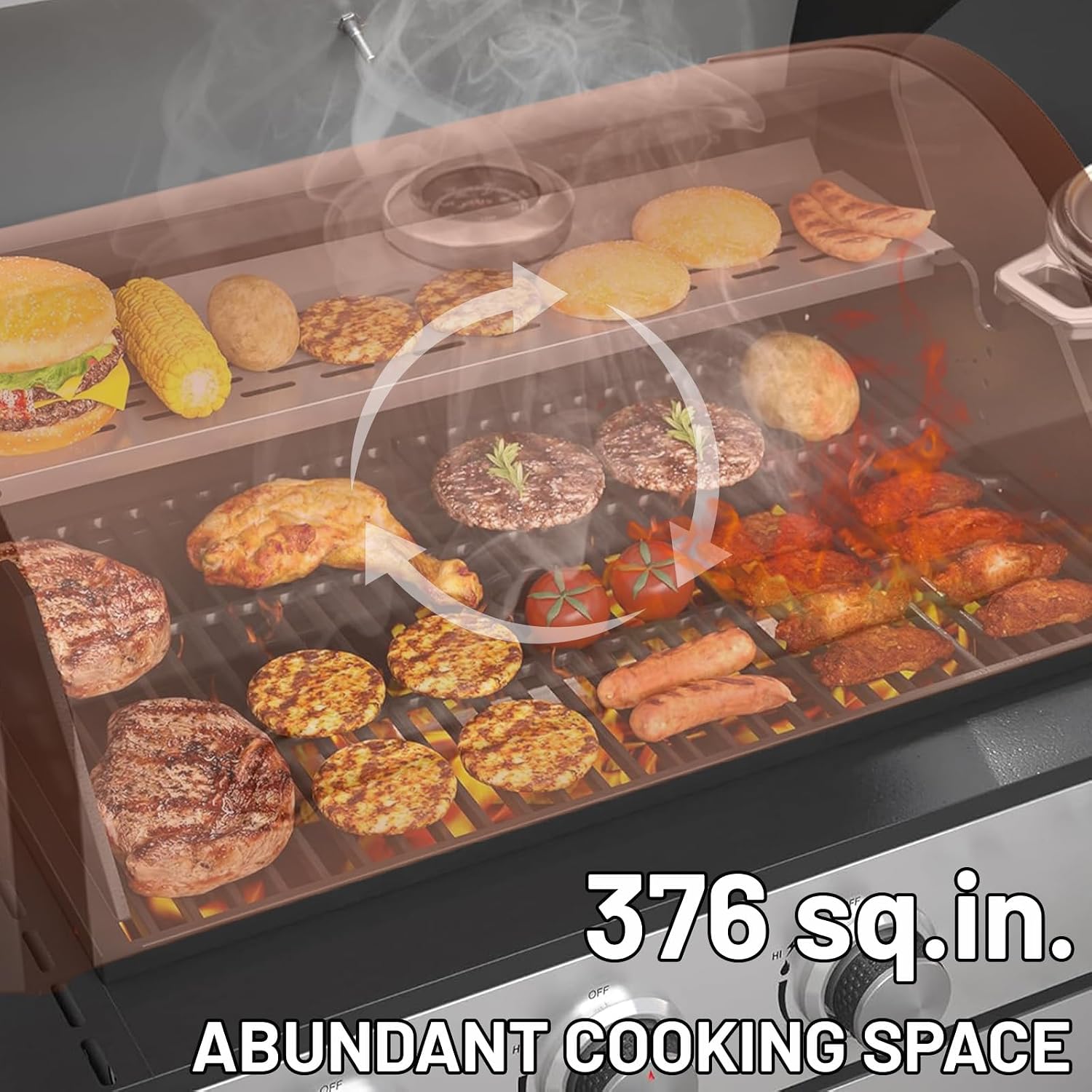 3-Burner Propane Gas BBQ Grill with Side Burner, 40,500 BTU Stainless Steel Gas Grill with Rain Cover for Outdoor, Camping, Barbecue Grilling Backyard Cooking (3+1 burners)
