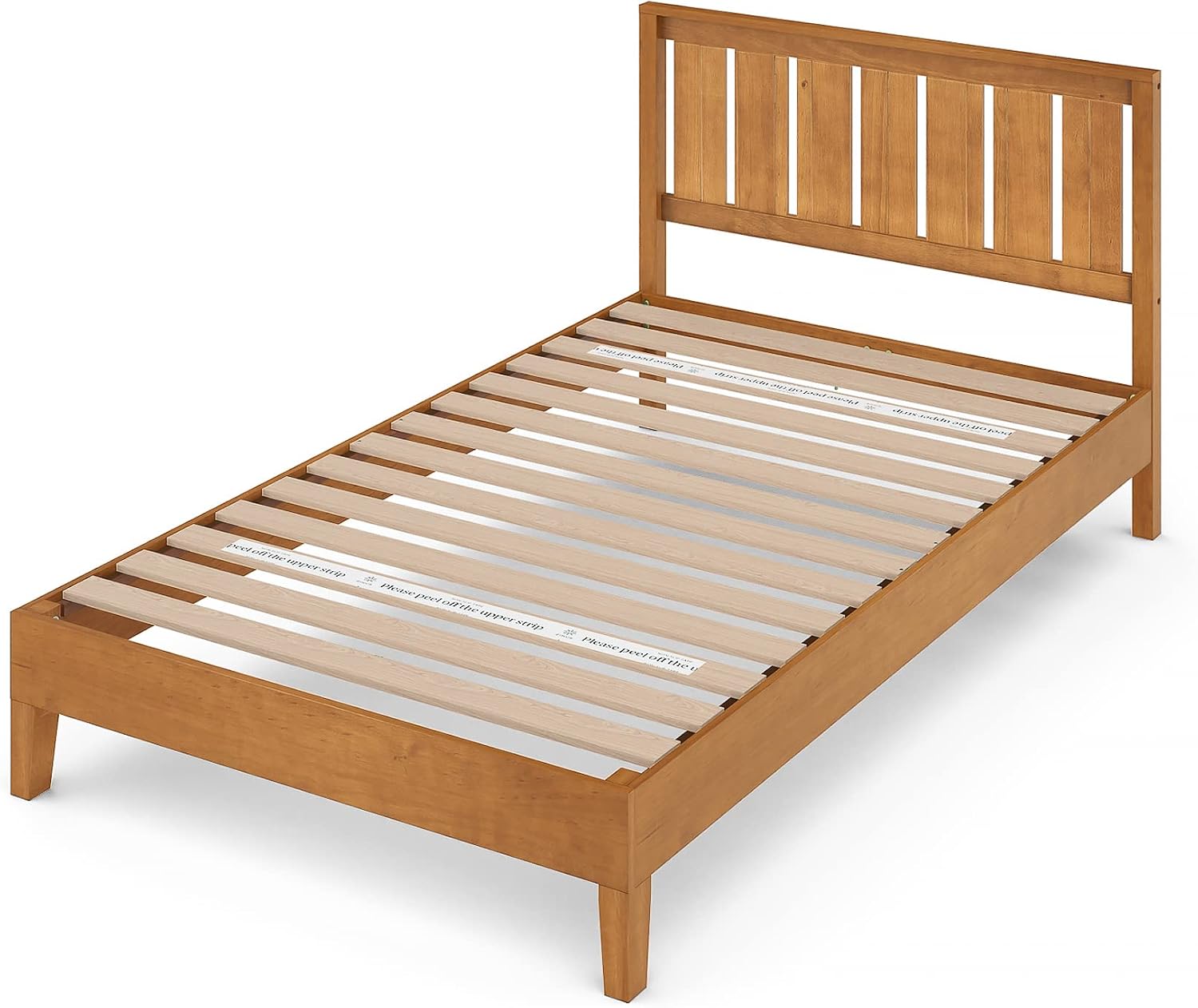 Zinus Alexis Deluxe Wood Platform Bed Frame with Headboard, Wood Slat Support, No Box Spring Needed, Easy Assembly, Rustic Pine, Twin