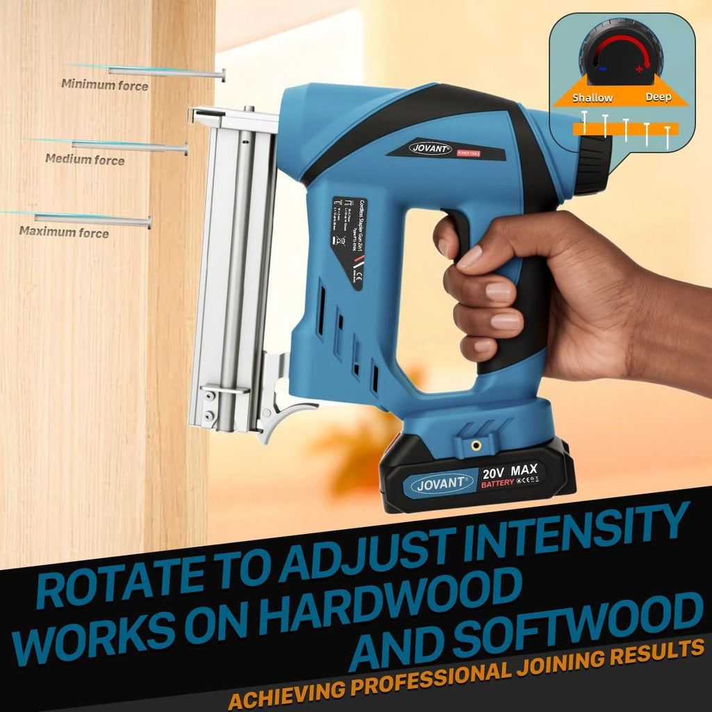 2-in-1 Cordless Nail Gun with 5/8' Angle Grinder, Cordless nail gun with battery,2×2.0Ah Batteries for Woodworking and Grinding JOVANT