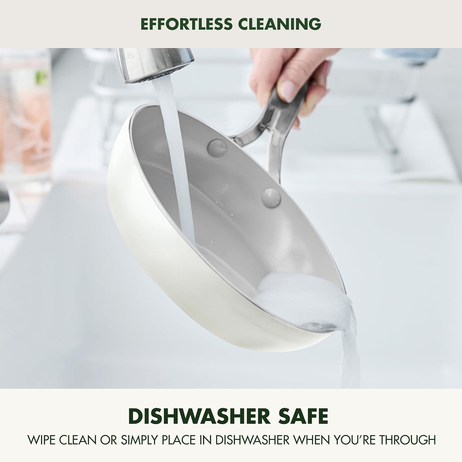 GreenPan Nova 8' & 10' 2 Piece Frying Pan Skillet Set, Oprah's Favorite Things 2024, Induction Suitable PFAS-Free Nontoxic Ceramic Nonstick, Dishwasher & Oven Safe, Quick Even Heating, Cream White