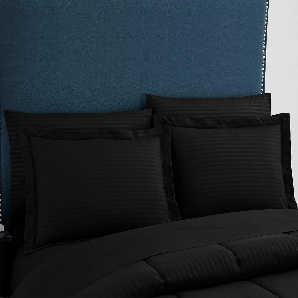 8 Piece Comforter Set Bag with Dobby Stripe Design, Case Pack (Pack of 3)