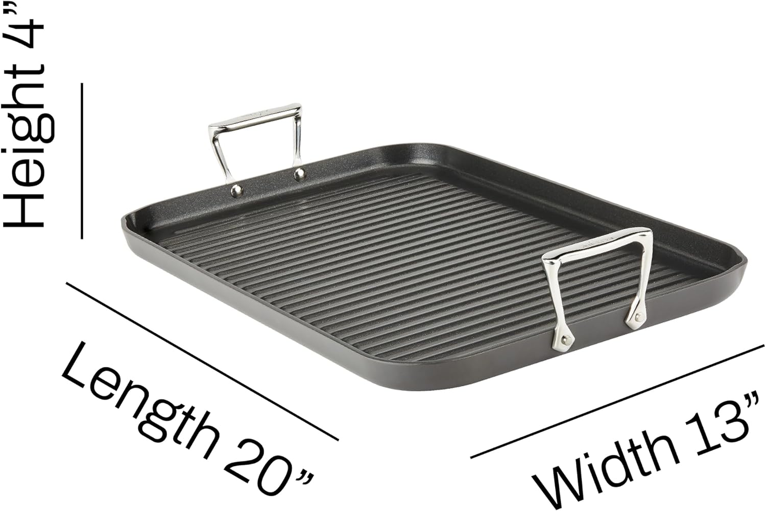 All-Clad HA1 Hard Anodized Nonstick Grill/Griddle Pan 13x20 Inch Oven Broiler Safe 500F Pots and Pans, Cookware Black