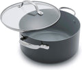 GreenPan Valencia Pro Hard Anodized Healthy Ceramic Nonstick 5QT Stock Pot with Lid, PFAS-Free, Induction, Dishwasher Safe, Oven Safe, Gray