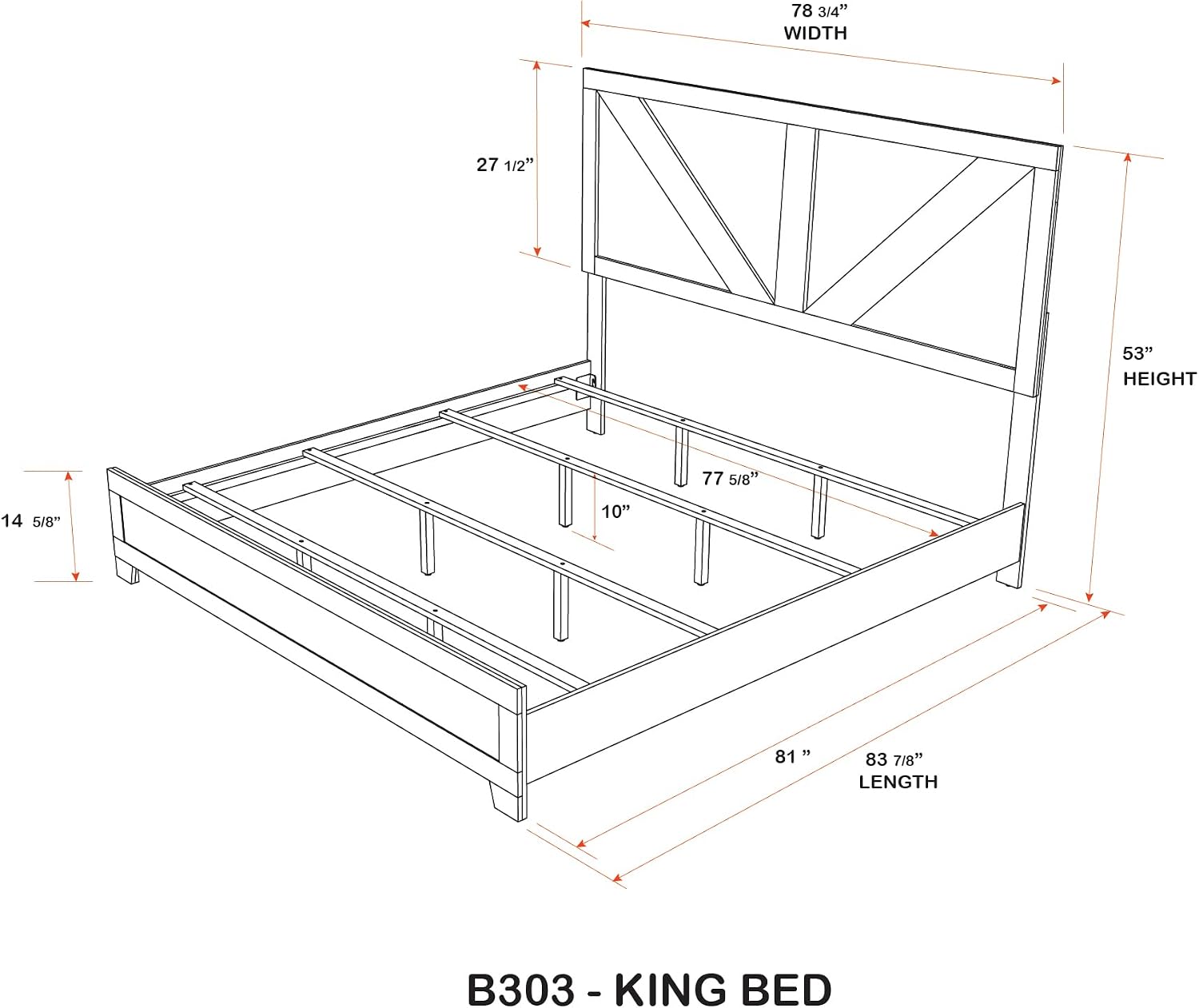 Kings Brand Furniture 3-Piece Antique Natural Bedroom Set – King Size Wood Bed Frame with 2 Nightstands
