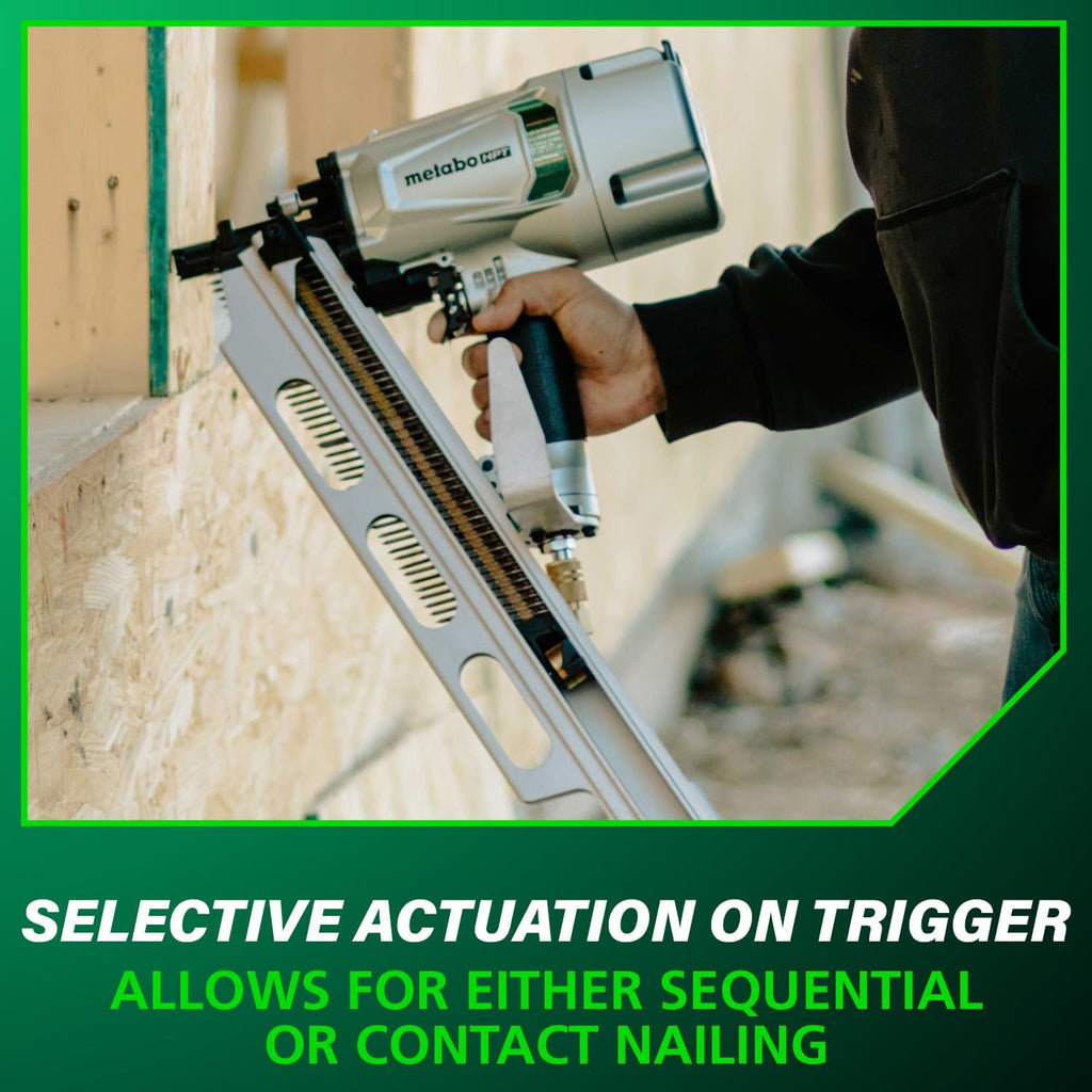 Metabo HPT Framing Nailer | High Grade Aluminum Magazine | Tool-less Depth Adjustment | Pneumatic | Framing Nails 2-Inch to 3-1/4-Inch | Rafter Hook | NR83A5(Y)