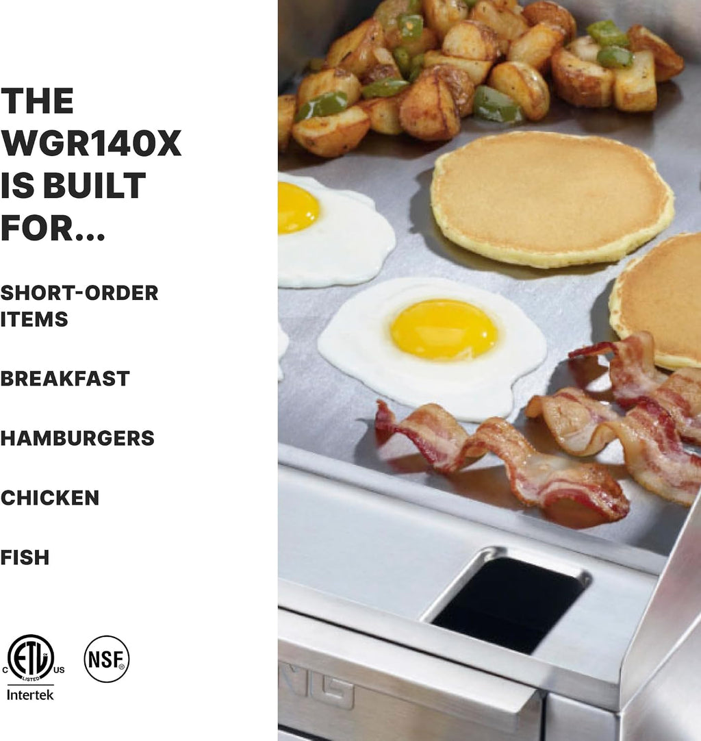 Waring Commercial Electric Countertop Griddle, 14' x 16' Cooking Surface, Professional Flat Top, NSF Certified for Commercial Kitchens & Restaurants, WGR140X