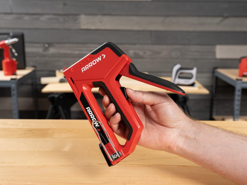 Arrow T501 5-in-1 Manual Staple & Nail Gun, Wire Stapler, and Brad Nailer for Wood, Upholstery, Construction, Insulation, Crafts, Fencing, and Cable, Black/Red (Pack of 4)