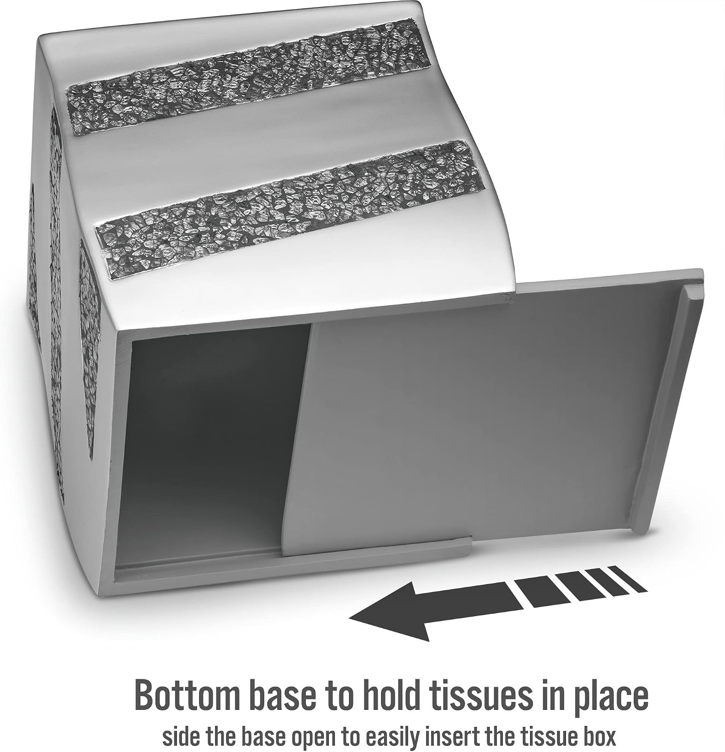 Creative Scents Silver Mosaic Bathroom Accessories Set Complete - 6 Piece Bathroom Set Includes: Bathroom Trash Can, Tissue Cover, Soap Dispenser, Toothbrush Holder, Tumbler & Soap Dish