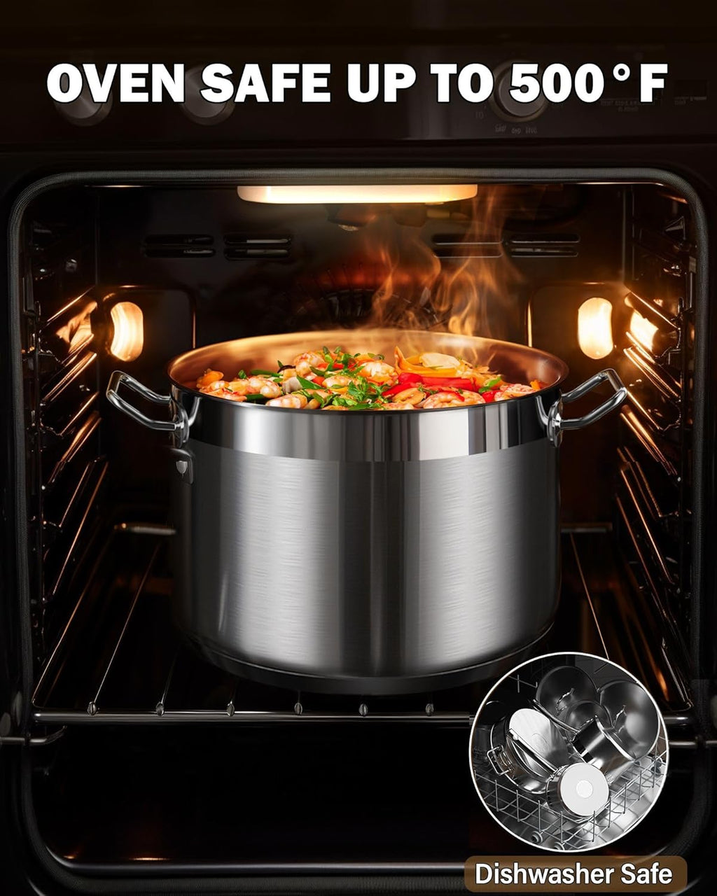 Cooks Standard Professional Cookware Set, Stainless Steel Pots Kitchen Set Includes Saucepans, Sauté Pan, Dutch Oven with Lids - Induction Compatible, 8-Piece