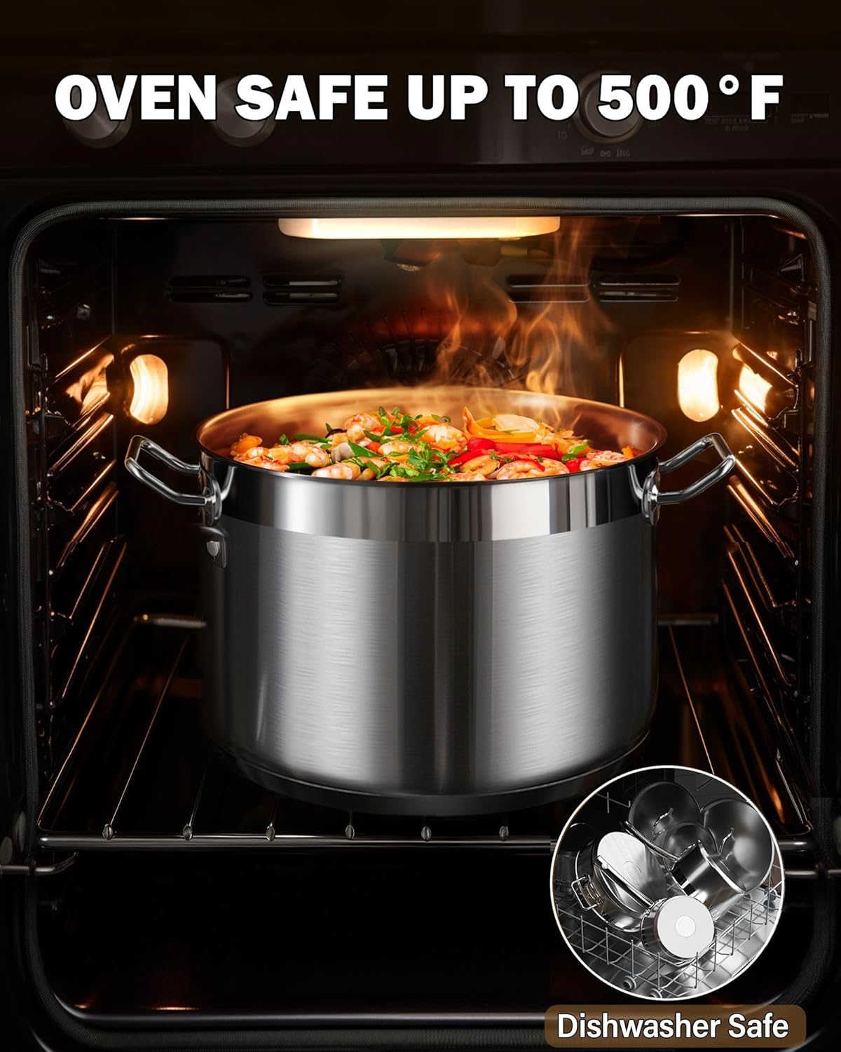 Cooks Standard Professional Cookware Set, Stainless Steel Pots Kitchen Set Includes Saucepans, Sauté Pan, Dutch Oven with Lids - Induction Compatible, 8-Piece