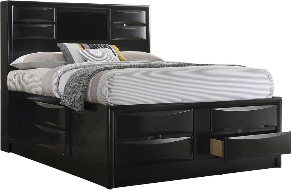 Coaster Home Furnishings Briana Transitional 5-Piece Bedroom Set California King Size Storage Bookcase Bed Frame 56-inch Headboard Black 202701KW-S5