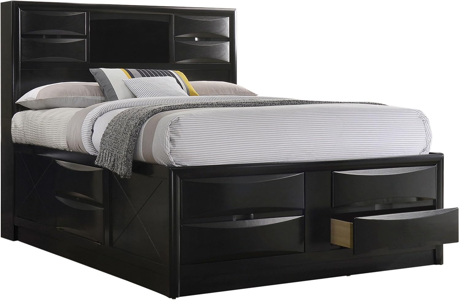 Coaster Home Furnishings Briana Transitional 5-Piece Bedroom Set California King Size Storage Bookcase Bed Frame 56-inch Headboard Black 202701KW-S5
