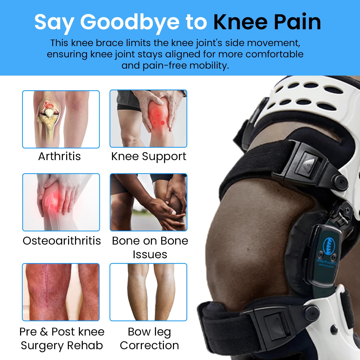 Comfyorthopedic OA Unloader Knee Brace Support for Osteoarthritis, Bone on Bone Arthritis Knee Joint Pain Cartilage Relief, Medial /Inside Plus Size Offloader L1851/L1843 Fits Up to 32in Thigh Circumference