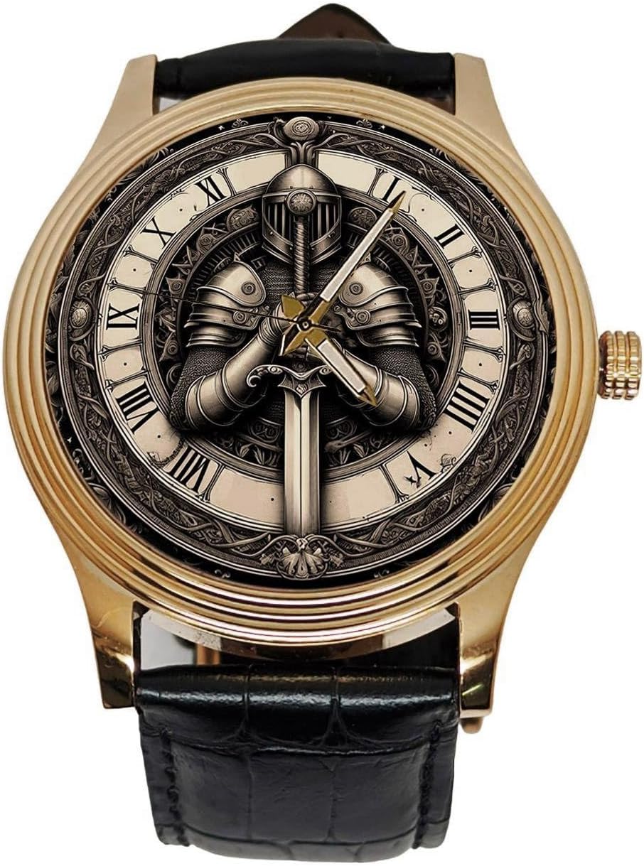 Sword in The Stone. Minimalist Knights of The Round Table, Excalibur King Arthur Solid Brass Watch