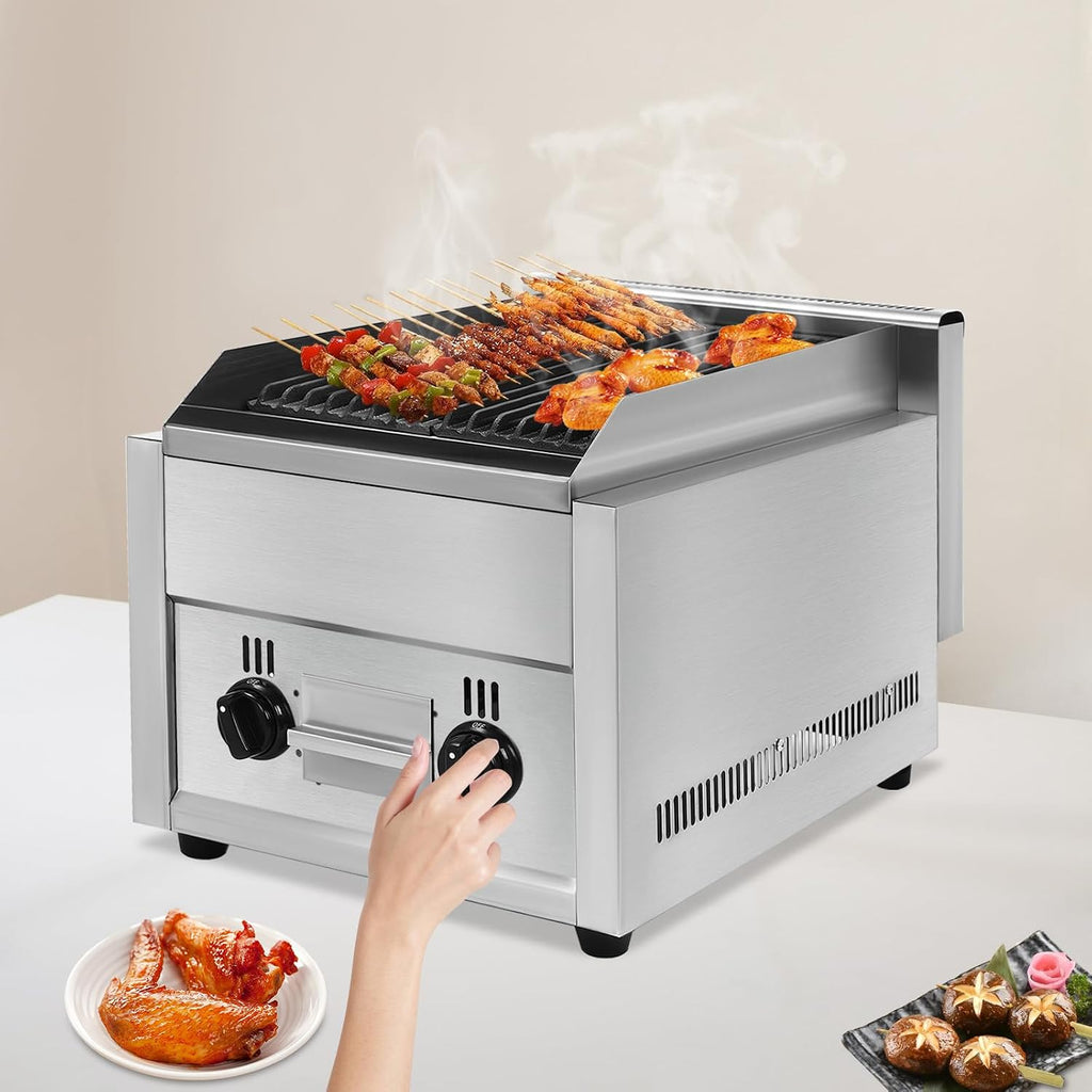 Commercial Gas Grill, Heavy Duty Countertop Gas Grill Stainless Steel Griddle Professional Propane Gas Grill for Outdoor Indoor Home Kitchen Restaurant Party BBQ Barbecue