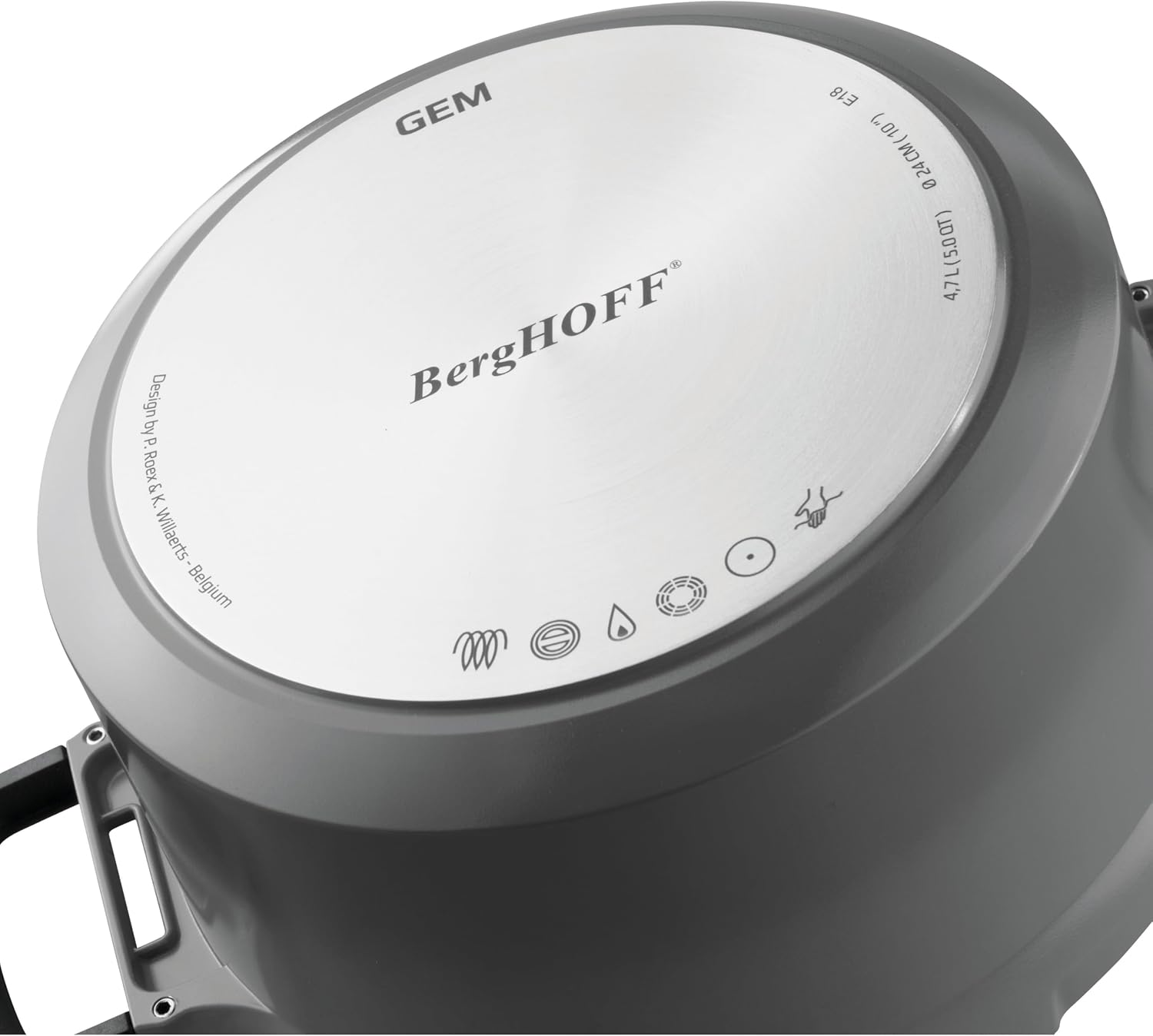Berghoff GEM Non-stick Sauté Pan 10' 3.5qt., Stay-cool, Detachable Handle, Glass Lid, Ferno-Green, Non-Toxic Coating, Induction Cooktop Ready