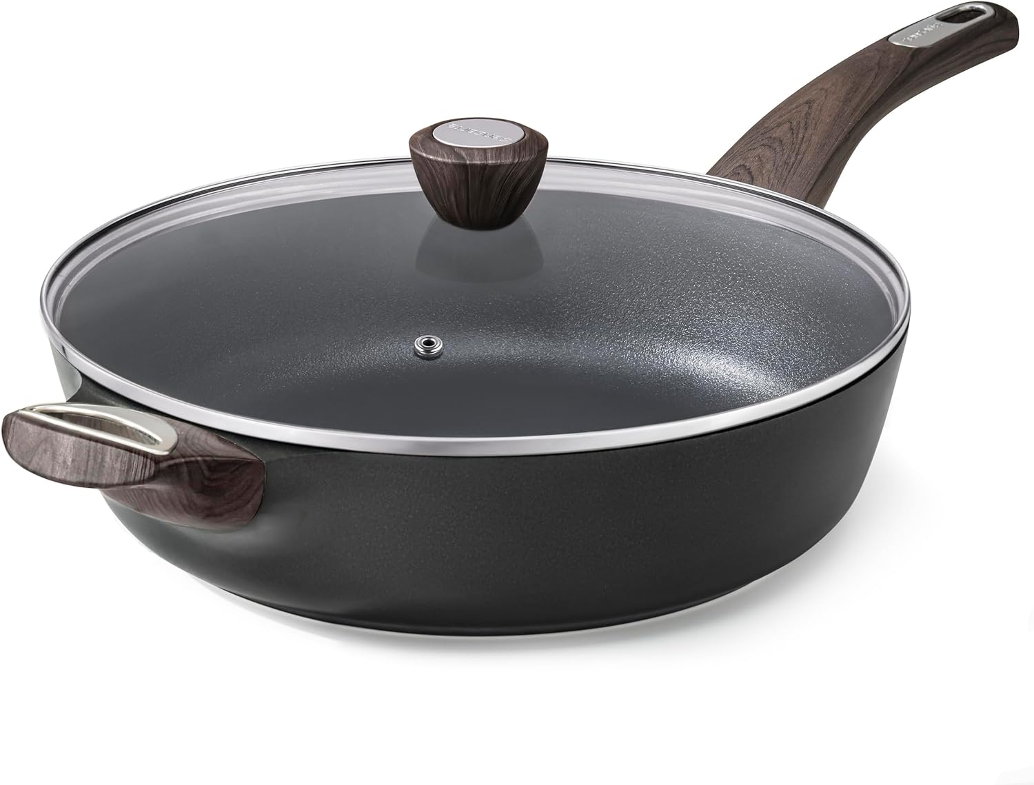 SENSARTE 14 Pcs Non Stick Kitchen Cooking Set, 12 Inch Large Deep Frying Pan, 5 Qt Non Stick Saute Pan with Cover, Healthy Non Toxic Cooking Pan with Helper Handle, PFOA PFOS Free