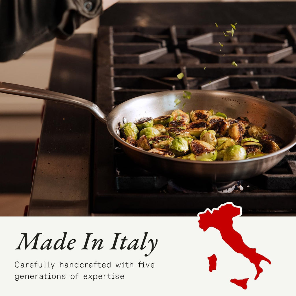 Made In Cookware | 10-Inch Stainless Steel Frying Pan With Lid | 5 Ply Stainless Clad | Professional Cookware | Crafted in Italy | Induction Compatible