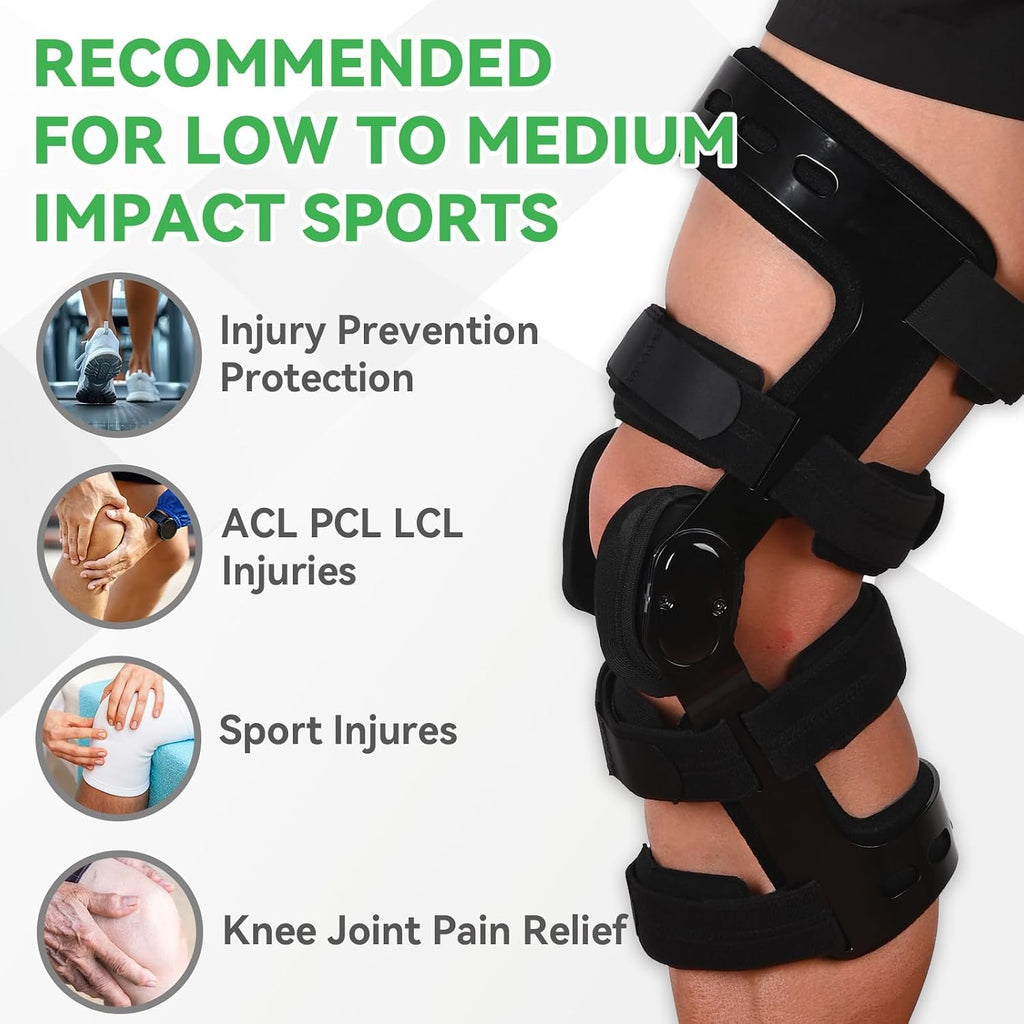 Orthomen ACL Functional Knee Brace for MCL PCL Meniscus Ligament Sports Injuries, Relief from Knee Joint Pain with Side Stabilizer for Men & Women (XL/Right)