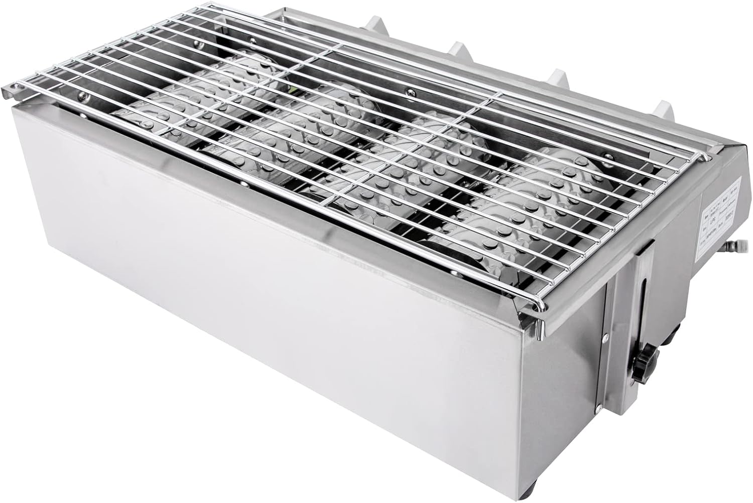 Commercial Gas Grill Smokeless Barbecue Grill, 4-Burner Outdoor & Indoor Barbecue Griddle, Portable Nonstick LPG Gas Yakitori Grill with Removable Grill Net for Restaurant, Picnic, Party