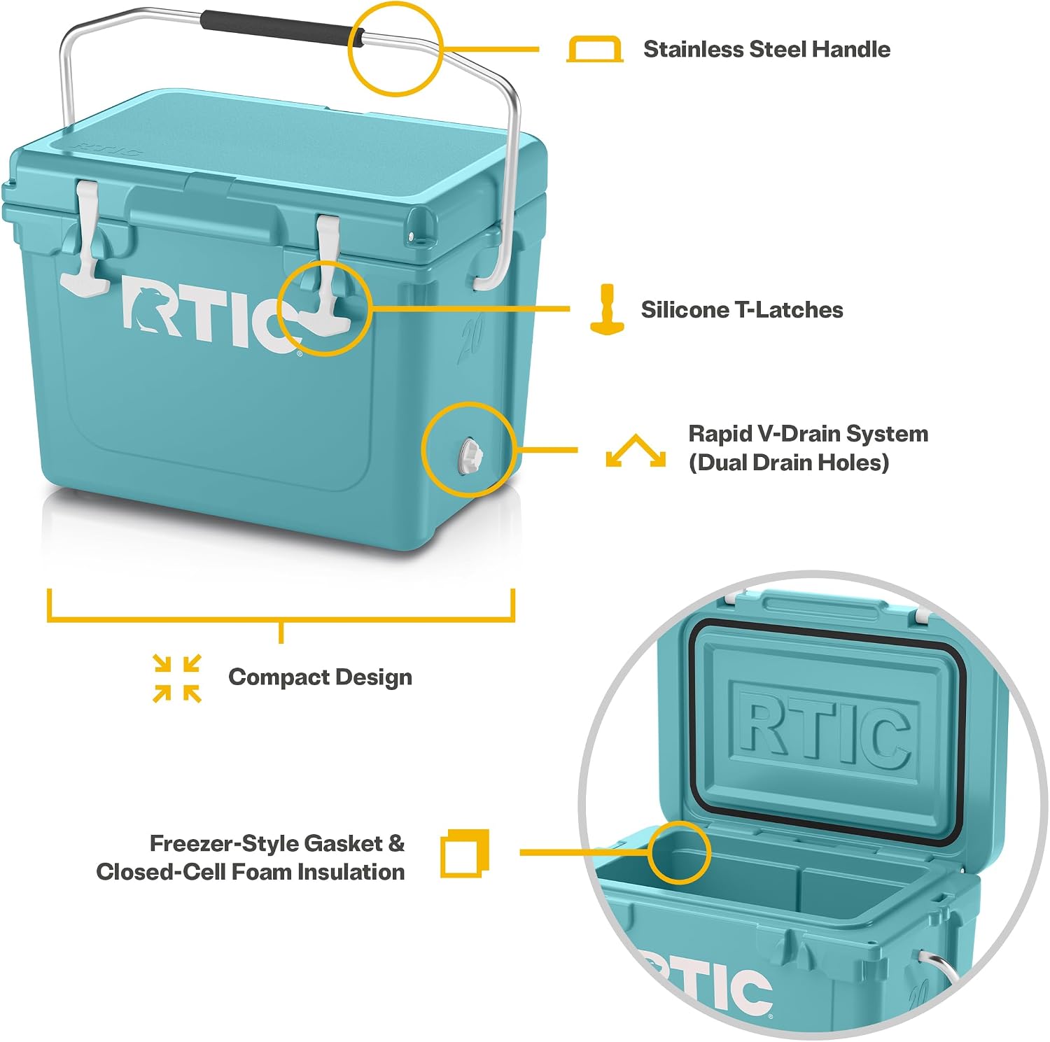 RTIC Ultra-Tough Cooler, Hard Insulated Ice Chest Box for Beach, Drink, Beverage, Camping, Picnic, Fishing, Boat, Barbecue