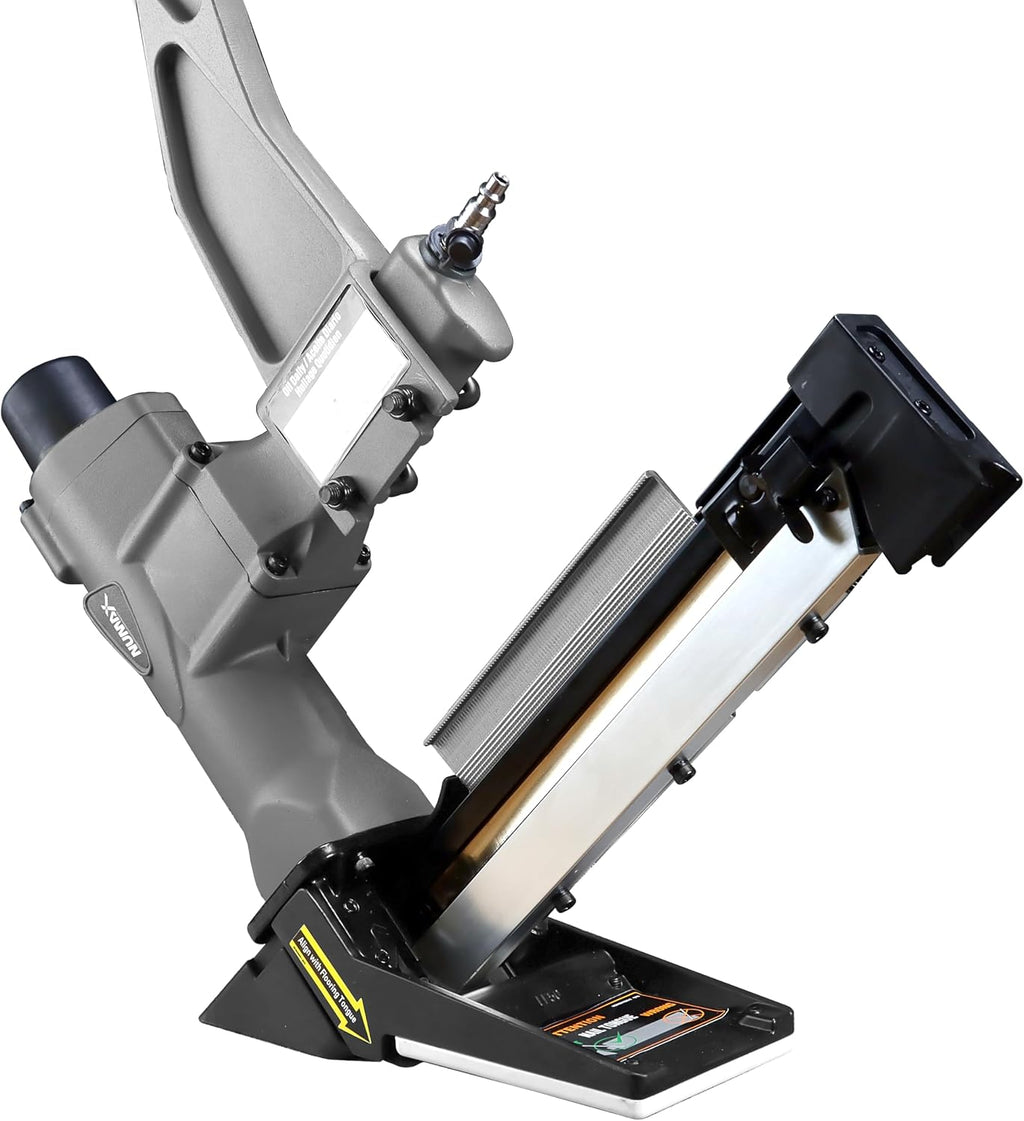 NuMax SFL618 Pneumatic 3-in-1 15.5-Gauge and 16-Gauge 2' Flooring Nailer / Stapler with Flooring Mallet and Interchangeable Base Plates