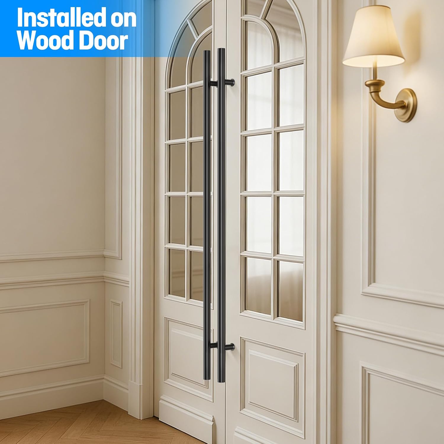 Ranbo 60' Overall Length Anti-Fingerprint Matte Black Back-to-Back Door Pull Handle,47-1/4'(1200mm) Hole Spacing,1.2 mm 304 Stainless Steel for Glass,Entry,Commercial and Storefront Door