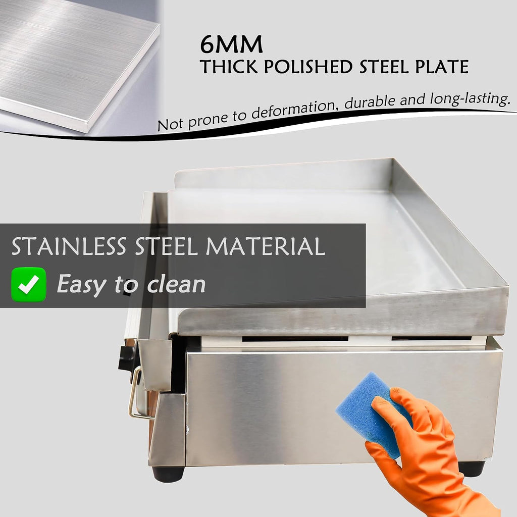 29'' Commercial Restaurant Gas Countertop Griddle LPG Gas Grill Griddle Flat Top Gril 16.14 * 28.94 in with Adjustable Temperature Control