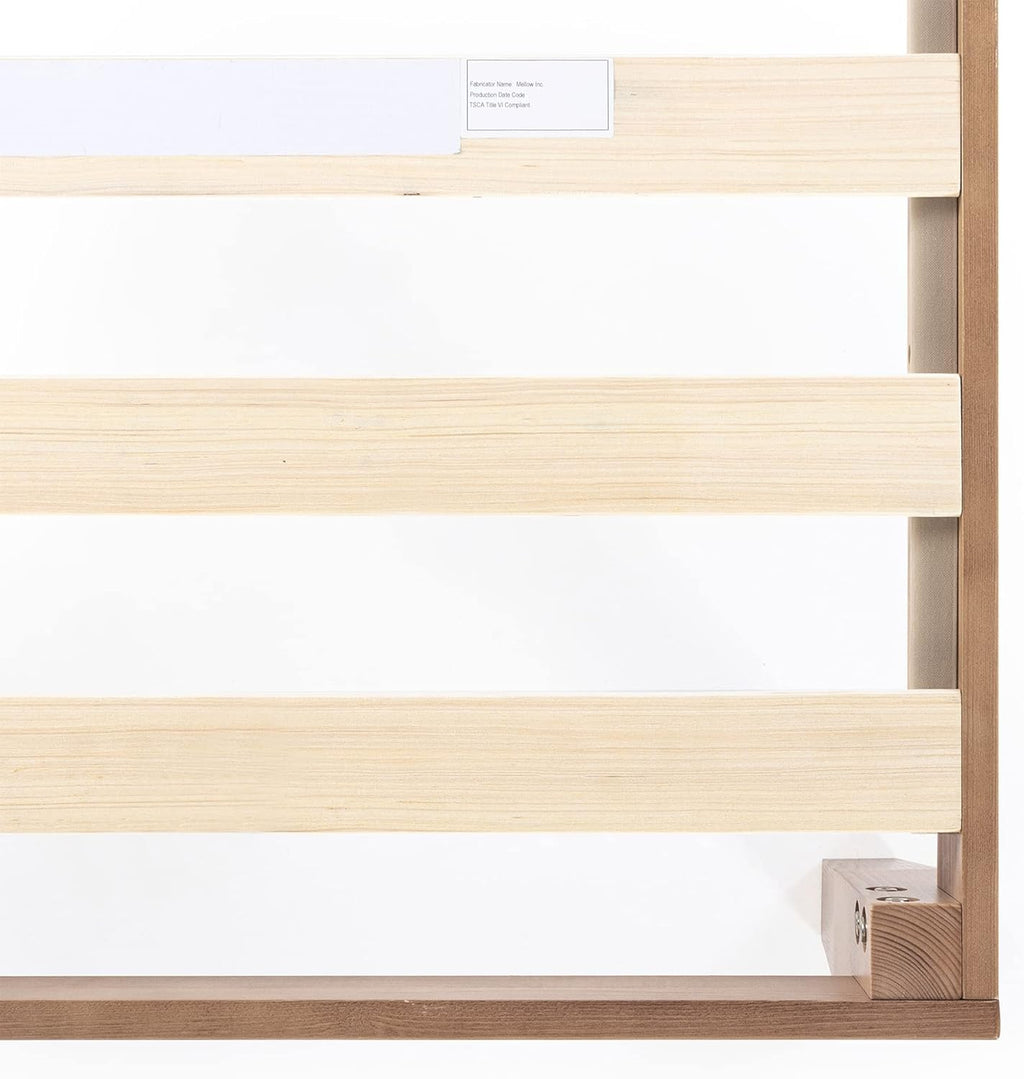 Mellow Naturalista Classic 12 Inch Solid Wood Platform Bed with Wooden Slats, Twin XL, Natural Pine