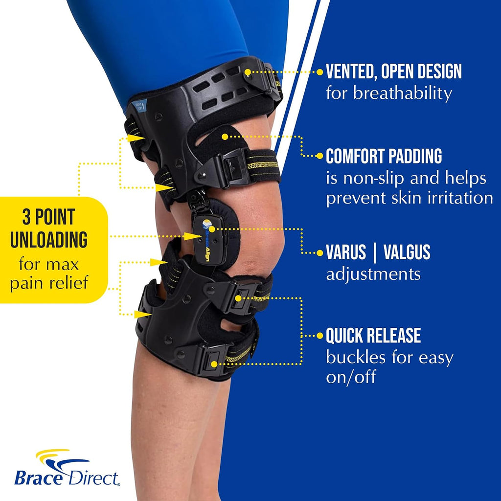 OA ROM Unloader Knee Brace - Adjustable Offloading for Degenerative Joint Disease and Osteoarthritis with Varus Valgus Correction L1843 L1851 (Left - Thigh up to 30 in)