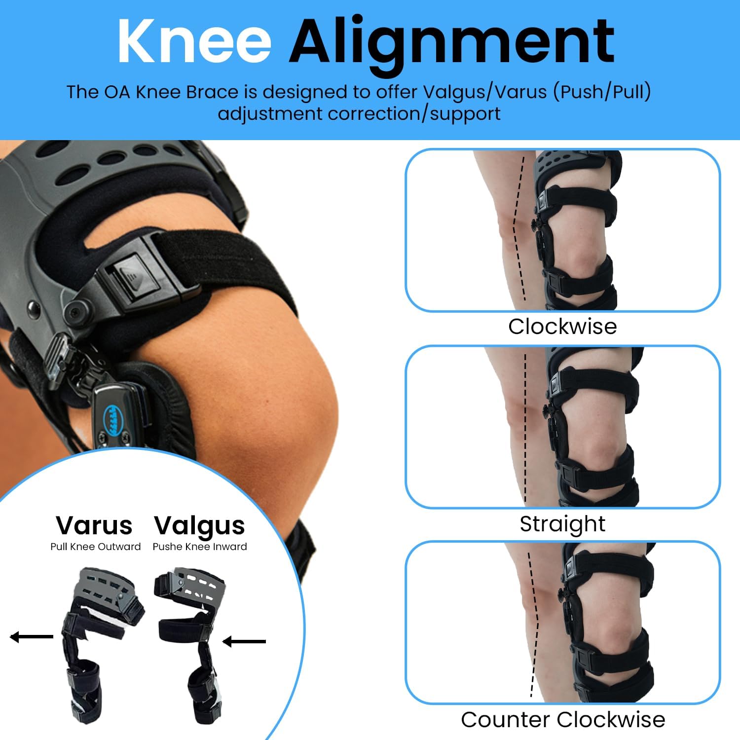 Comfyorthopedic Men & Women OA Unloader Knee Brace, Medial Arthritis Pain & Osteoarthritis Offloader, Bone on Bone Cartilage Joint Support, L1851 L1843 Upgraded Built-in Hex Key, Right Fits Up to 32in Plus Size Thigh