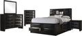 Coaster Home Furnishings Briana Transitional 5-Piece Bedroom Set Queen Size Storage Bookcase Bed Frame 56-inch Headboard Black 202701Q-S5