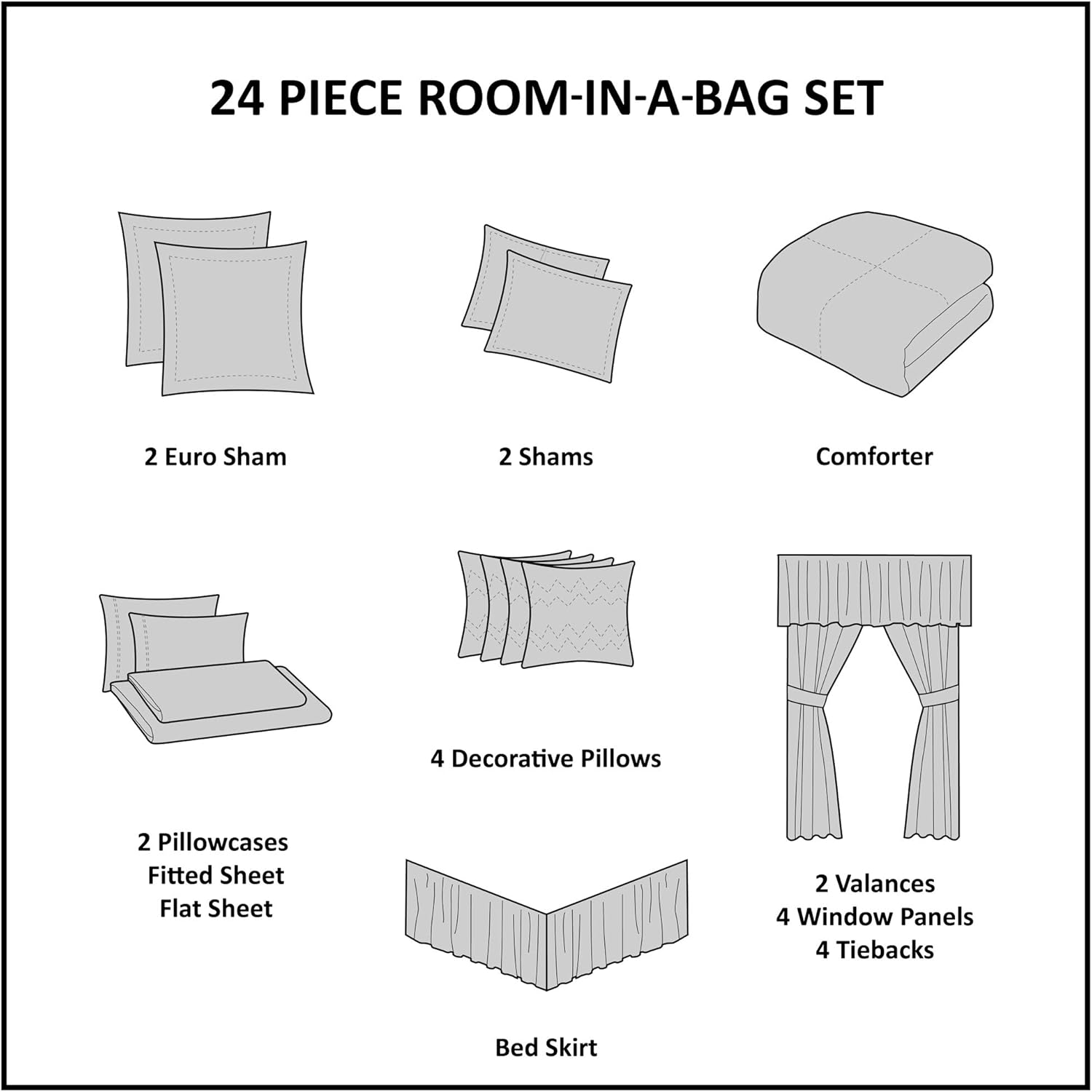 Madison Park Essentials Cal King Comforter Set, 24 Piece Bedding With Matching Curtains, Decorative Pillows, Luxe Diamond Tufting , Room in a Bag Joella Collection, Plum Cal King