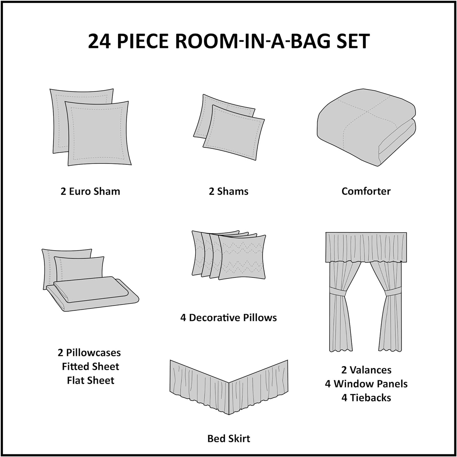 Madison Park Essentials Room in a Bag Faux Silk Comforter Set - Luxe Diamond Tufting All Season Bedding, Matching Curtains, Decorative Pillows, Taupe Queen(90'x90') 24 Piece