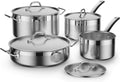 Cooks Standard Professional Cookware Set, Stainless Steel Pots Kitchen Set Includes Saucepans, Sauté Pan, Dutch Oven with Lids - Induction Compatible, 8-Piece
