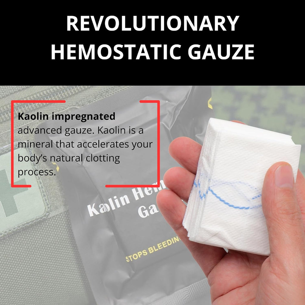 First Aid Advanced Quick Clot Combat Gauze - Flexible Hemostatic Gauze - to Stop The Bleed kit Faster Wound Packing withQuick Clotting Medical Gauze - Survival Kit Supplies (Pack of 10)